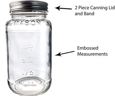 Mason Jars 16 oz with Plastic Mason Jar Lids (BPA Free) Pint Mason Jars Regular Mouth (set of 2 - Red) by Jarming Collections