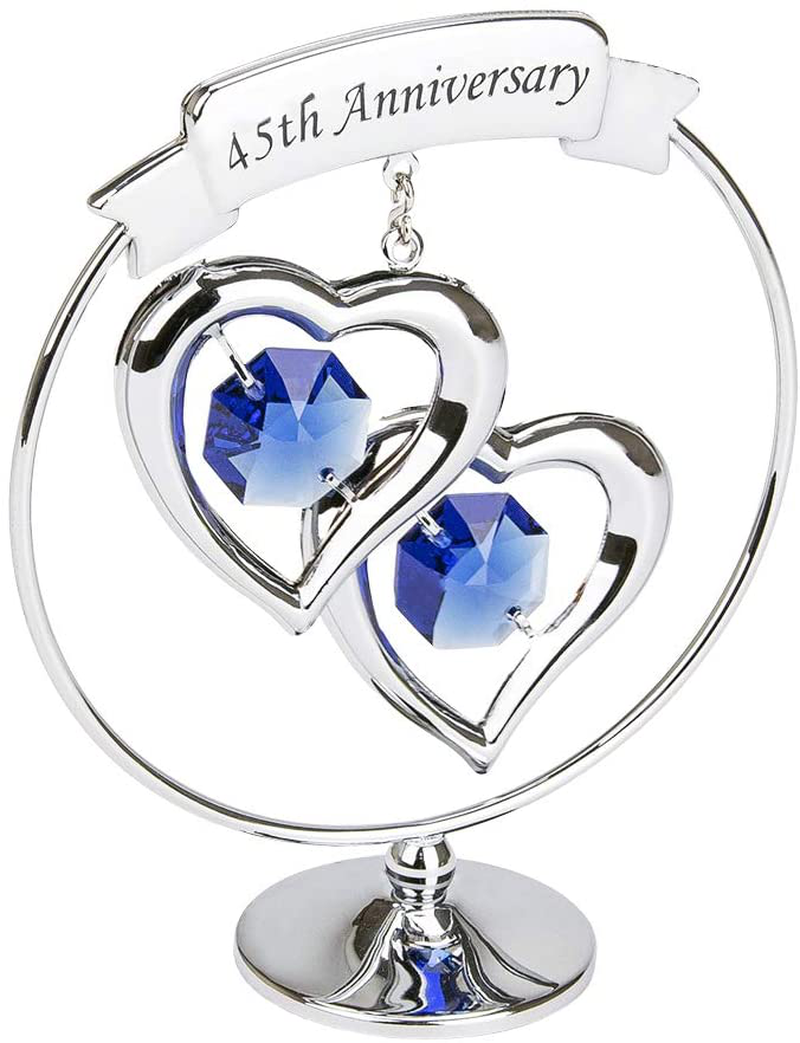 Haysom Interiors Modern 60th Anniversary Silver Plated Metal Keepsake Gift Ornament with Clear Swarovski Crystal Glass