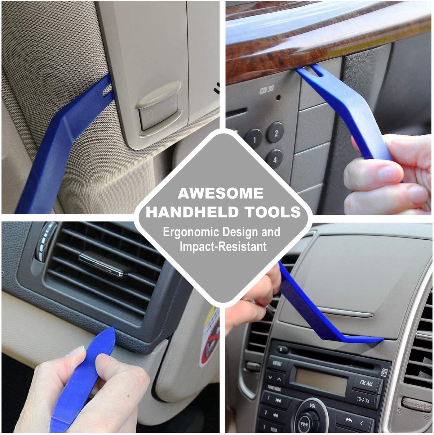 GLK Auto Trim Removal Tool Kit Door Clip Panel Removal Tool Set Car Pry Tool with Fastener Remover for Car Dash Radio Audio Installer Pry Tool 9PCS