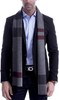 Men's Winter Scarf, Soft Long Cashmere Feel Scarves for Men with Fringes Tartan - Grey Black Red Plaid