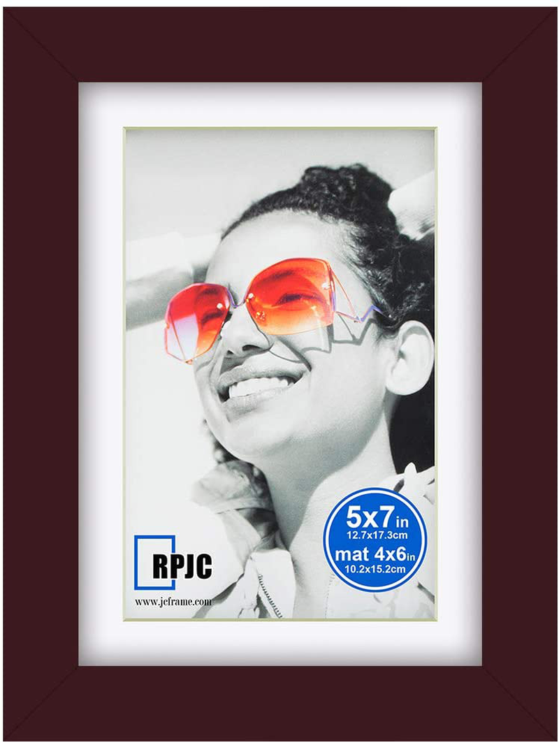 Picture Frames Made of Solid Wood and High Definition Glass Display Photos 4x6 with Mat or 5x7 Without Mat for Wall Mounting Dark Brown