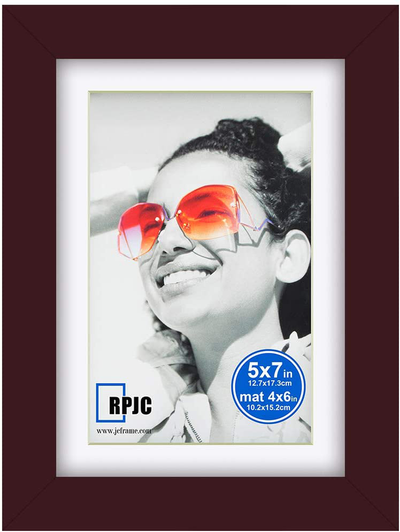 Picture Frames Made of Solid Wood and High Definition Glass Display Photos 4x6 with Mat or 5x7 Without Mat for Wall Mounting Dark Brown