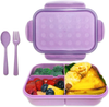 Bento Box, ASYH 3 Compartment Japanese Lunch Box Reusable Lunch Dinner Containers with Fork Spoon for Adults Kids School Office Food Grade BPA Free Microwave Safe (Purple-1150ML)