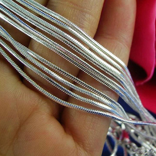 5 Piece Unisex 925 Sterling Silver Snake Chain Necklace