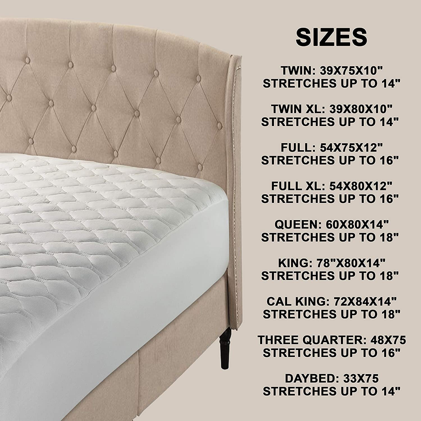 The Grand Mattress Pad Cover Fitted | Deep Pockets Bed Mattress Protection | Only Quality Fabrics Used & Breathable (King)