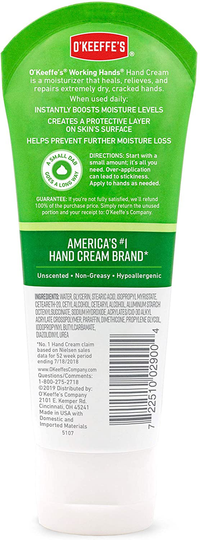 O'Keeffe's Working Hands Hand Cream, 3 Oz Tube and Night Treatment Hand Cream, White, 103002