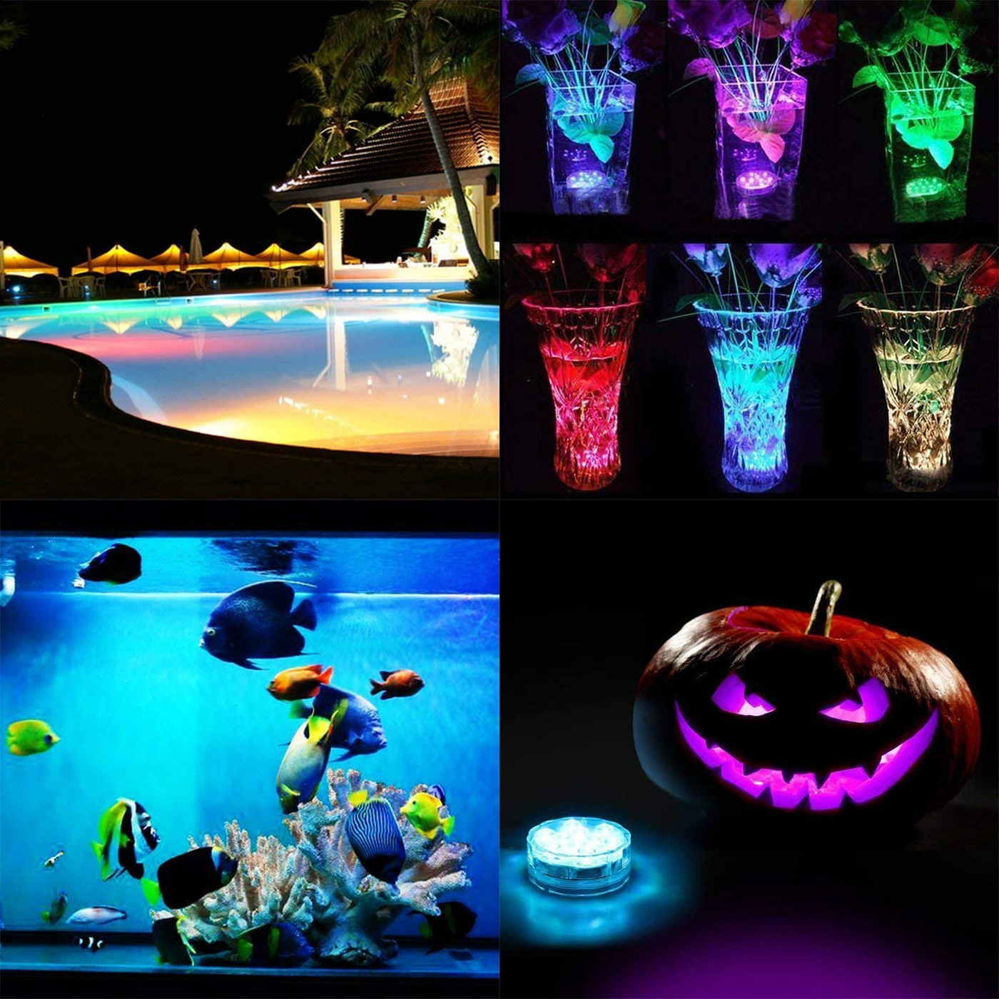 4 Pack Color Changing Waterproof LED Lights For Pool 