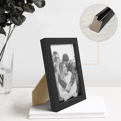 HappyHapi 4x6 Inch Picture Frames，Set of 10 Wooden Picture Frames, Tabletop or Wall Display Decoration for Photos, Paintings, Landscapes, Posters, Artwork (Black)