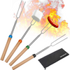 Marshmallow Roasting Smores Sticks,32-inch Extendable Sturdy Stainless Steel Roasting Forks for BBQ,Campfire,Hot Dog,Telescoping Camping Accessories Stove Fork,Safe for Kids,4 Sticks with Storage Bag
