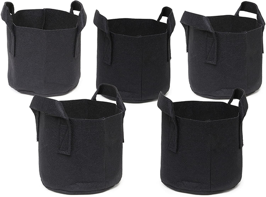 5-Pack Black Grow Bags Aeration Fabric Pots with Handles