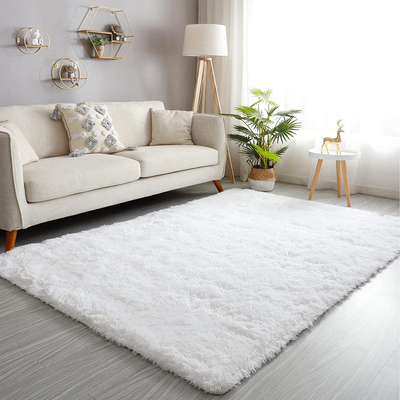 GKLUCKIN Shag Ultra Soft Area Rug, Fluffy 5'x7' White Rugs Plush Fuzzy Non-Skid Indoor Faux Fur Rugs Furry Carpets for Living Room Bedroom Nursery Kids Playroom Decor