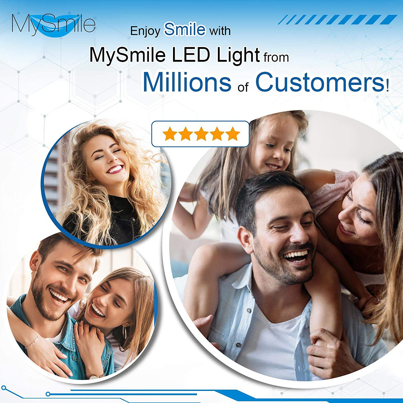 MySmile Teeth Whitening Light, LED Accelerator Light Integrated with Smart Timer and Long Lasting Batteries, 5 LED