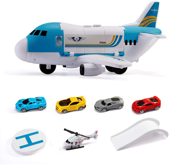 Tuko Transport Cargo Airplane Car Toy Play Set for 3+ Years Old Boys and Girls(Blue)