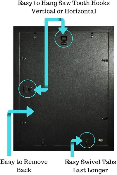 Tasse Verre 11x14 Picture Frame - HIGH Definition Glass Front Cover - Displays 11 by 14" Picture w/o Mat or an 8x10 Photo w/Mat - Vertical or Horizontal Mounts & Ready to Hang (Grey)