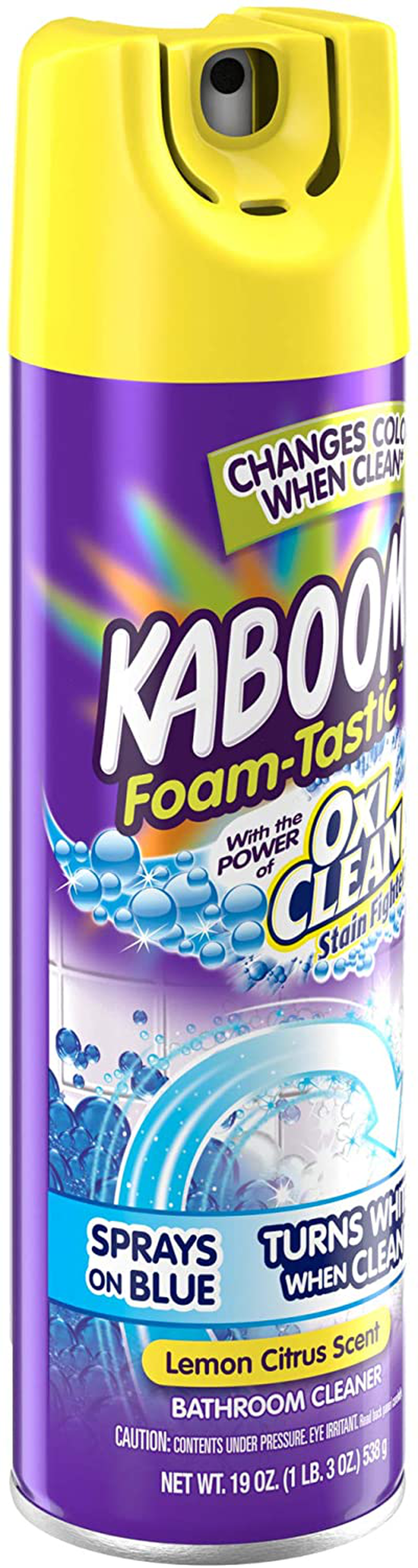 Kaboom Foam Tastic Bathroom Cleaner with OxiClean Citrus, Lemon, 19 Ounce