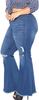 Women's Plus Size Bell Bottom Jeans Elastic Ripped Hole Classic Denim Flare Pants 5XL