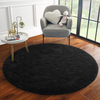 ULTRUG Fluffy Round Rug for Kids Room, Soft Circle Area Rugs for Girls Bedroom, Cute Princess Castle Nursery Rug Shaggy Circular Carpet for Teens Girls Baby Bedroom Home Decor, 4 x 4 Feet Black