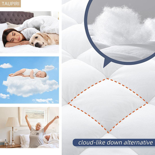 Taupiri California King Quilted Mattress Pad Cover with Deep Pocket (8"-21"), Cooling Soft Pillowtop Mattress Cover, White