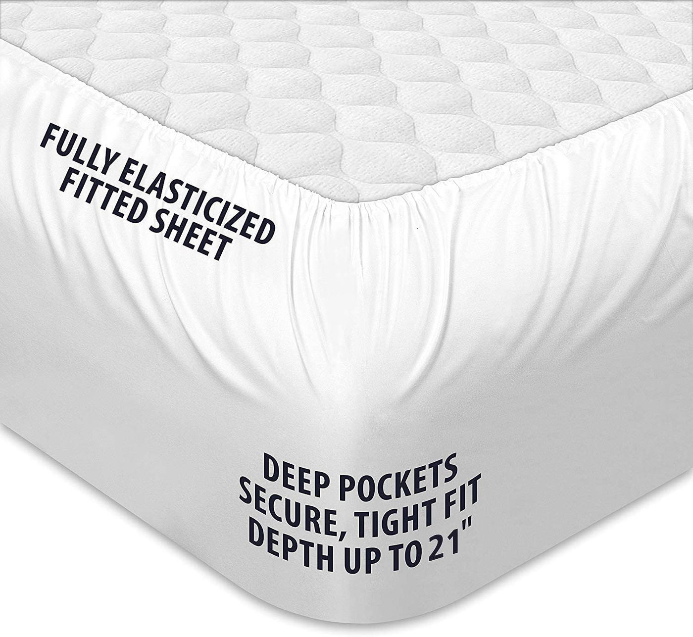 TEXARTIST Olympic Queen Mattress Pad Cover Cooling Mattress Topper 400 TC Cotton Pillow Top Mattress Cover Quilted Fitted Mattress Protector with 8-21 Inch Deep Pocket