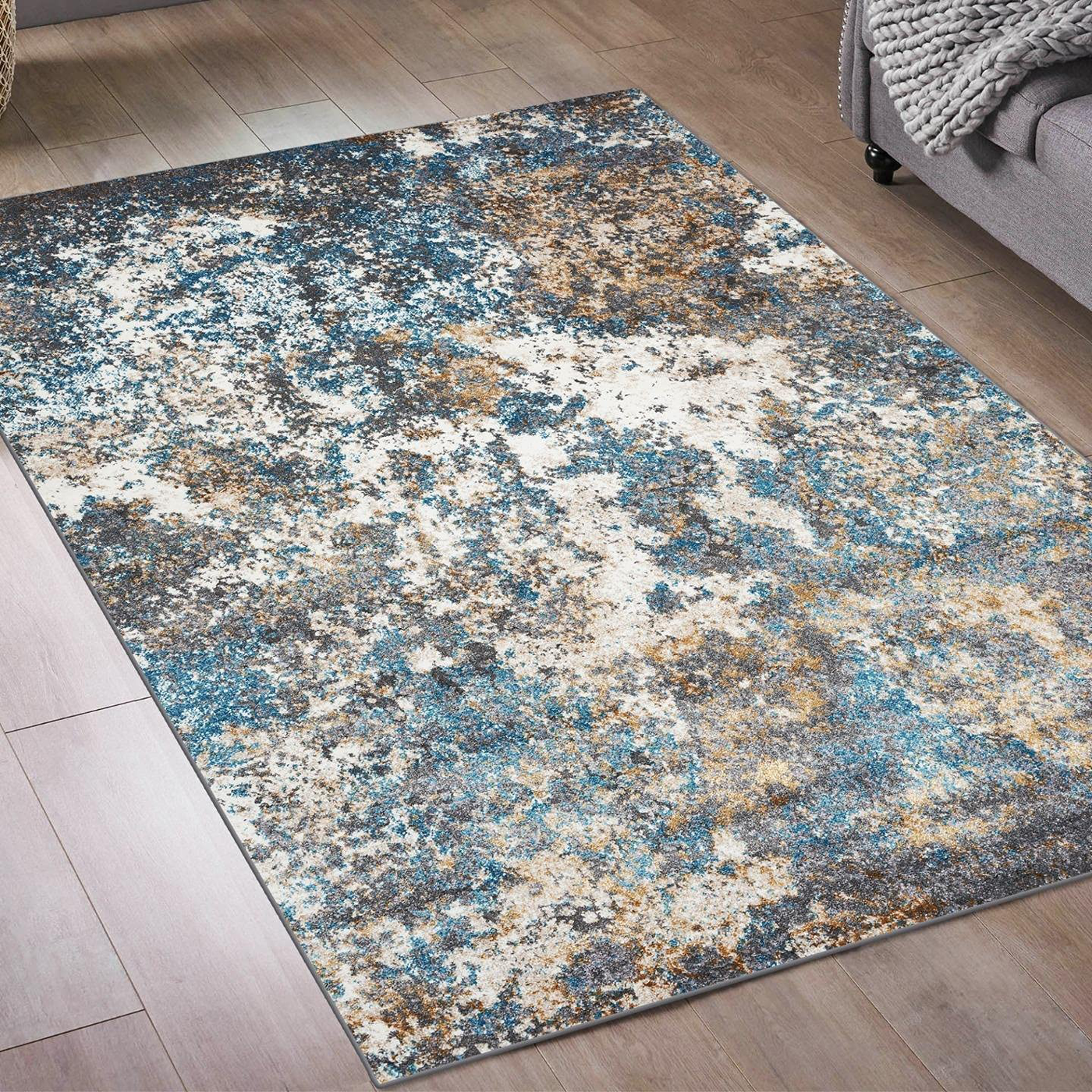 Luxe Weavers Rug – Persian Rugs 6490 Abstract Area Rug – Modern Design, Medium Pile, Blue / Size 4 x 5