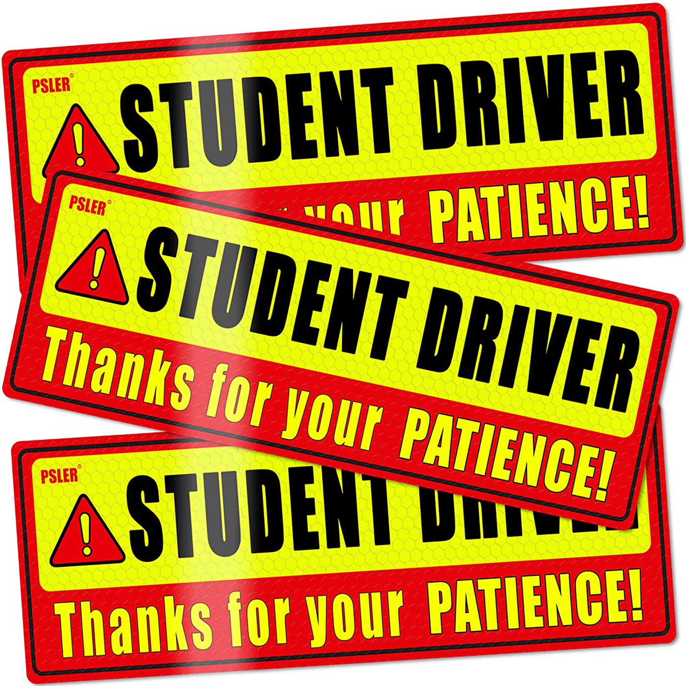 psler Student Driver Magnet for Car,be Patient Student Driver Magnet Boys and Girls New Student Driver Sticker Safety Warning Red and Yellow Reflective Signs Reusable Movable 10.8×3.7inch 3 Pcs Gifts