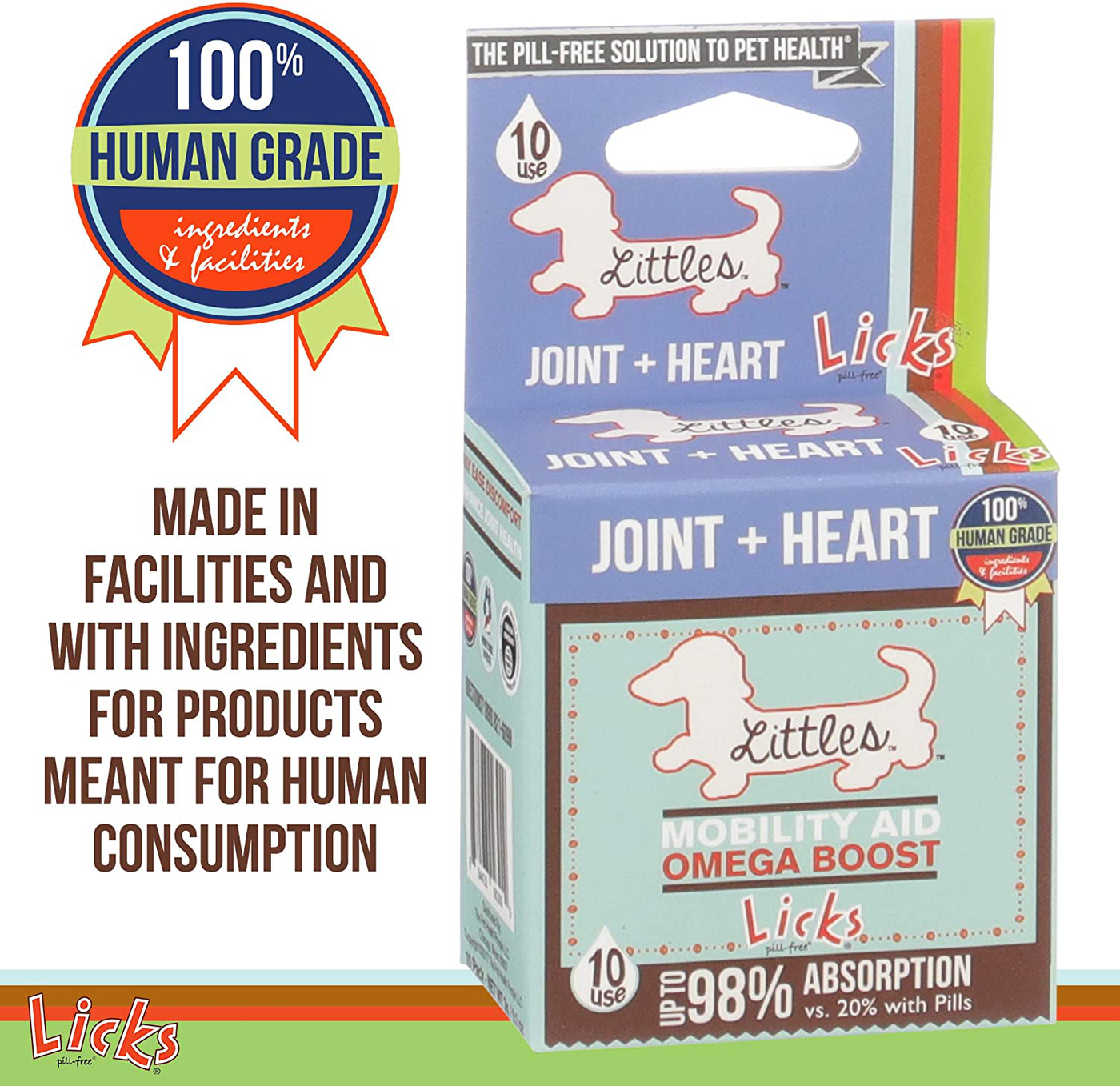 Licks - Little Dog Joint Supplement + Heart Supplement - Dog Omega 3 Supplement - LiquiPaks - 10 Use