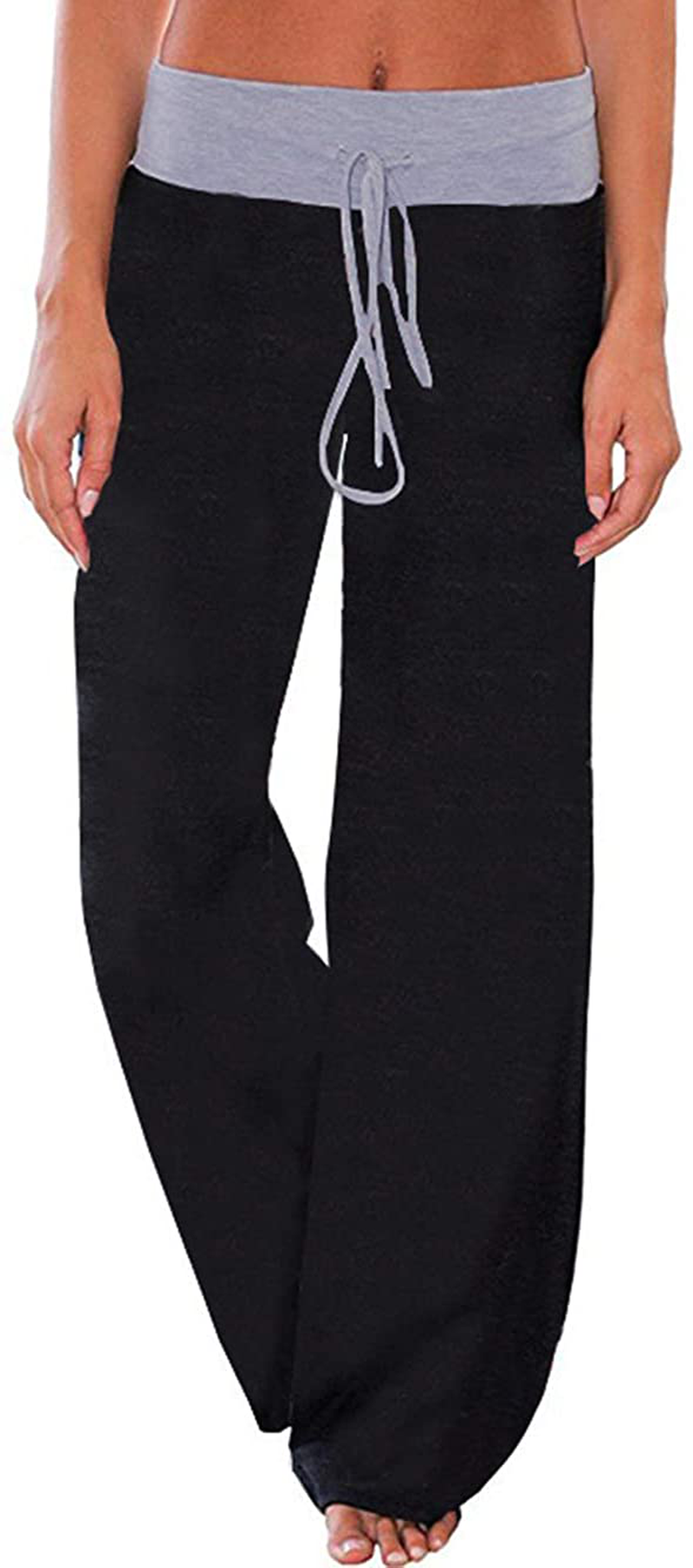 Women's Comfy Stretch Drawstring Palazzo Wide Leg Lounge Pants