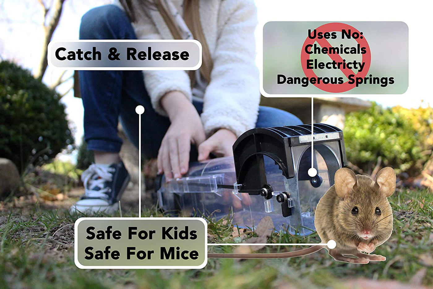 Home and Country Humane Mouse Trap. Our catch and release mouse traps are designed as a live mouse trap best used for indoor use inside your house. (2)