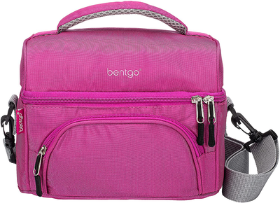 Bentgo Deluxe Lunch Bag - Durable and Insulated Lunch Tote with Zippered Outer Pocket, Internal Mesh Pocket, Padded and Adjustable Straps, & 2-Way Zippers - Fits All Bentgo Lunch Boxes (Carbon Black)