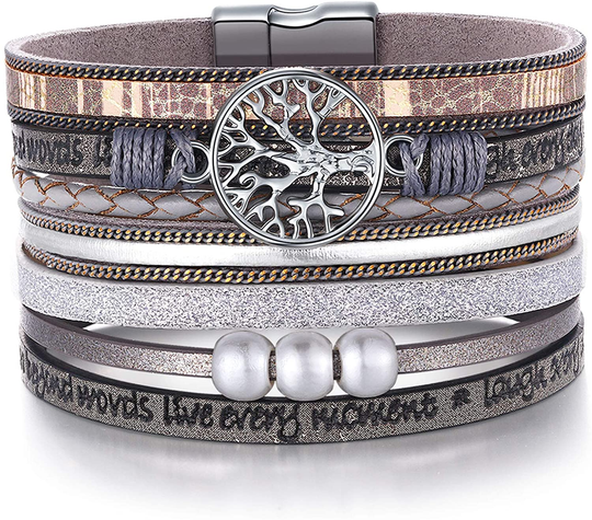Inspirational Tree of Life Layer Leather Bracelet