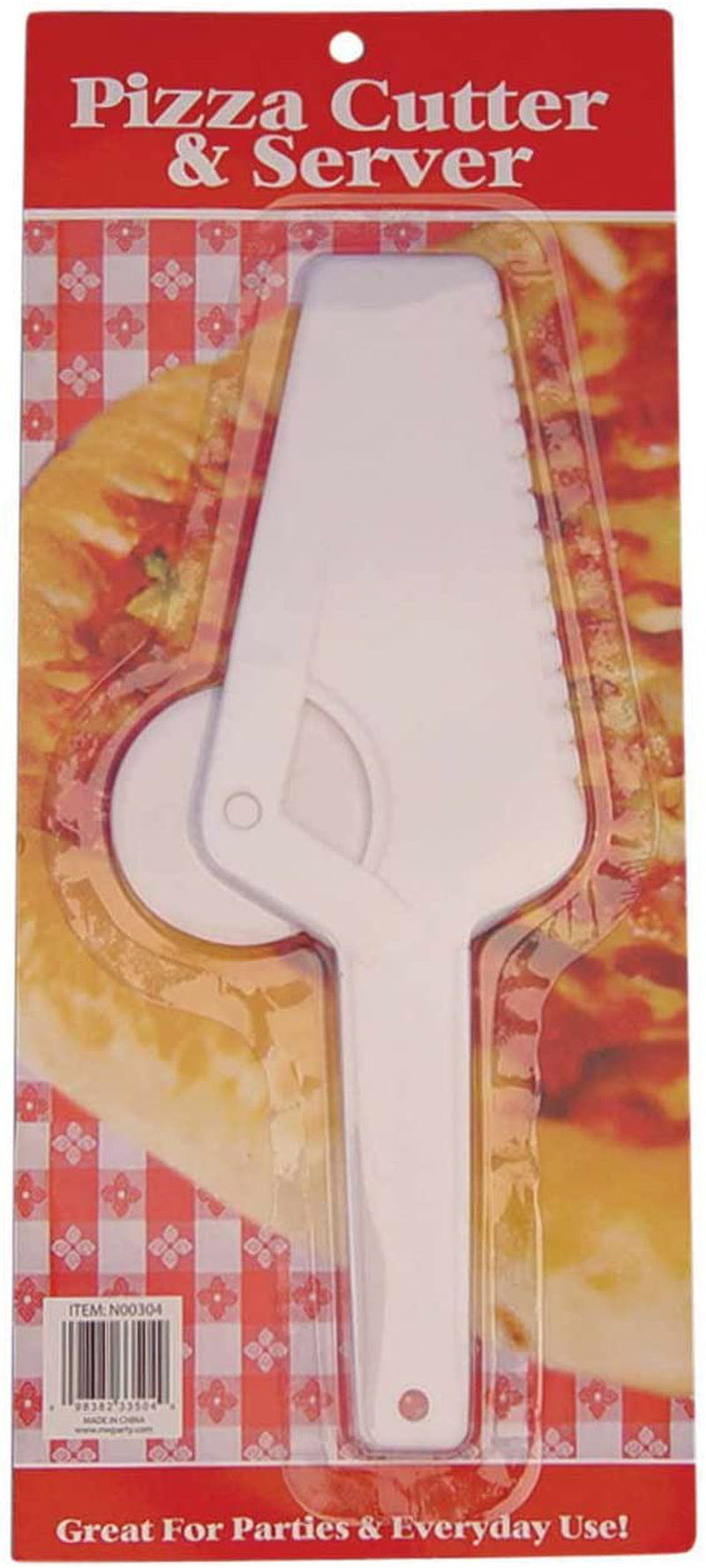 Party Essentials Hard Plastic Pizza Cutter/Server, White