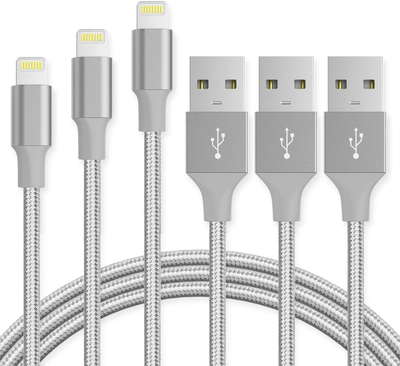 3 Pack Lightning Fast Charge iPhone & iPad - Braided USB Charging Cables