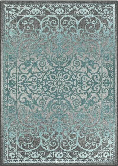 Maples Rugs Pelham Vintage Kitchen Rugs Non Skid Accent Area Carpet [Made in USA], 2'6 x 3'10, Charcoal/Radiant Blue