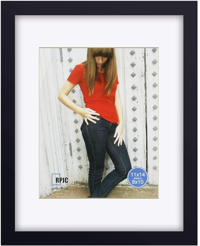 RPJC 11x11 inch Picture Frame Made of Solid Wood and High Definition Glass Display Pictures 8x8 with Mat or 11x11 Without Mat for Wall Mounting Photo Frame White