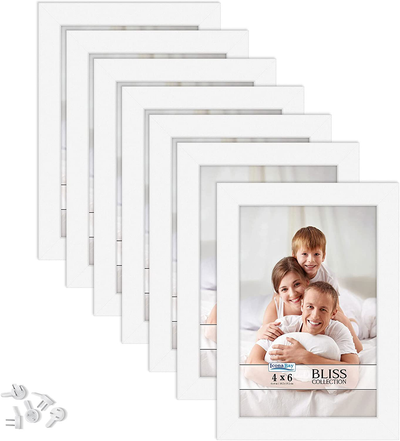 Icona Bay 4x6 Picture Frames (White, 12 Pack), Modern Style Wood Composite Frames Table Top or Wall Mount, Bliss Collection