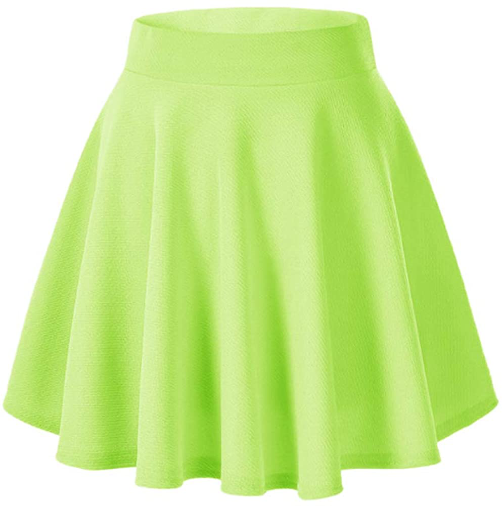 Afibi Casual Mini Stretch Waist Flared Plain Pleated Skater Skirt