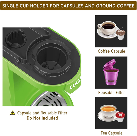 CHULUX Single Serve Coffee Maker with Removable Drip Tray,Green