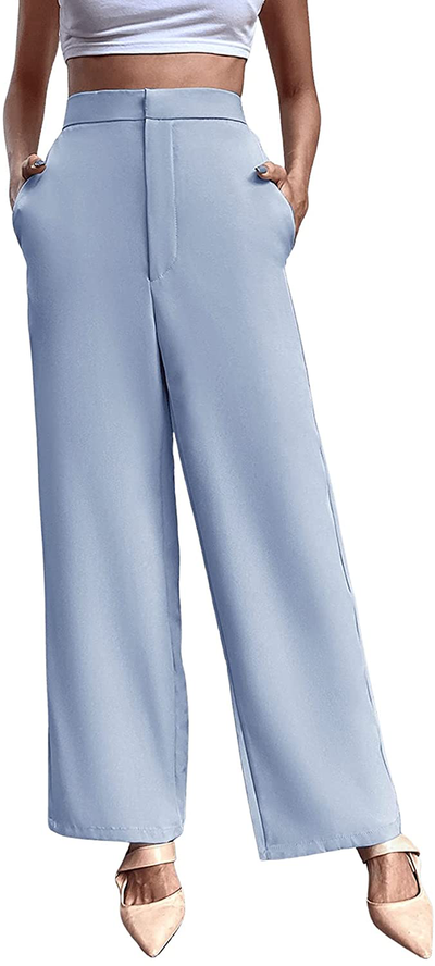 SweatyRocks Women's Elegant High Waist Solid Long Pants Office Trousers