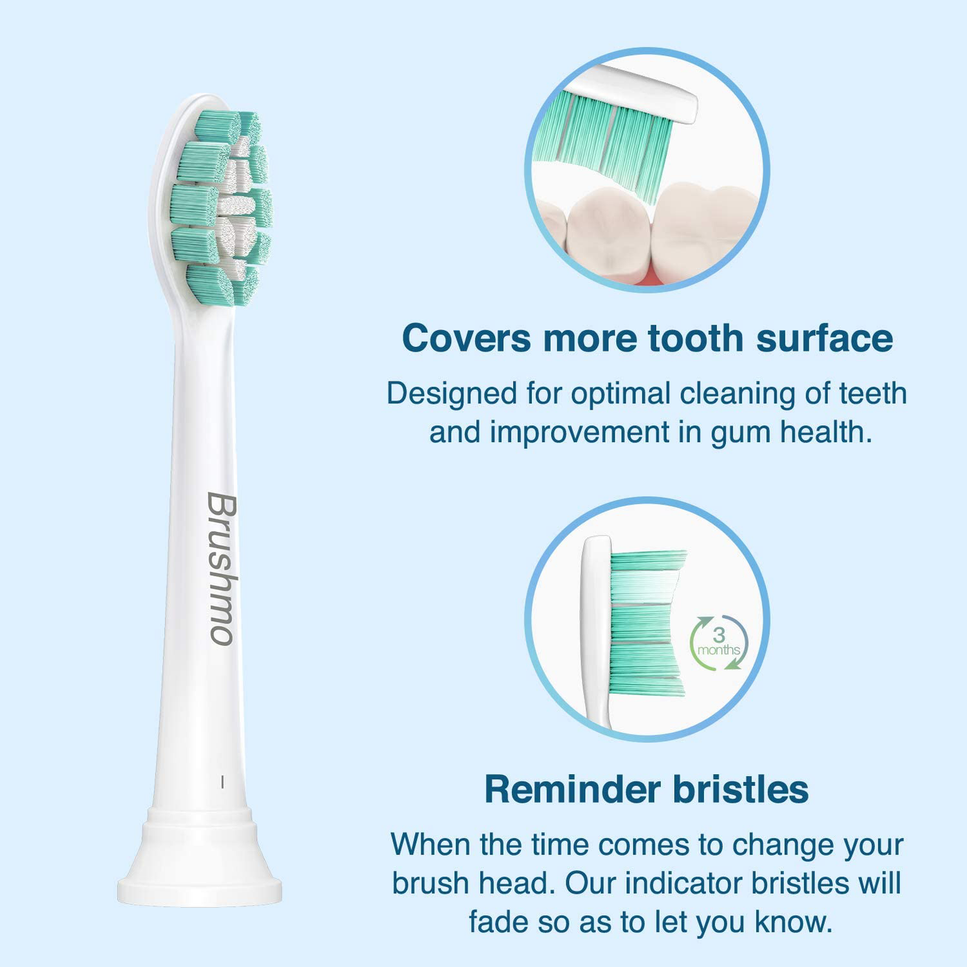 Brushmo Replacement Toothbrush Heads Compatible with Phillips Sonicare Electric Toothbrush Value Pack (8+2).