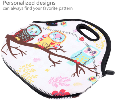 iColor Hedgehog Boys Girls Kids Neoprene Sleeve School Office Travel Outdoor Warm Thermal Waterproof Lunch Bag Tote Box Container Tote Pouch Food Carrying Insulated Holder W/Handle Case