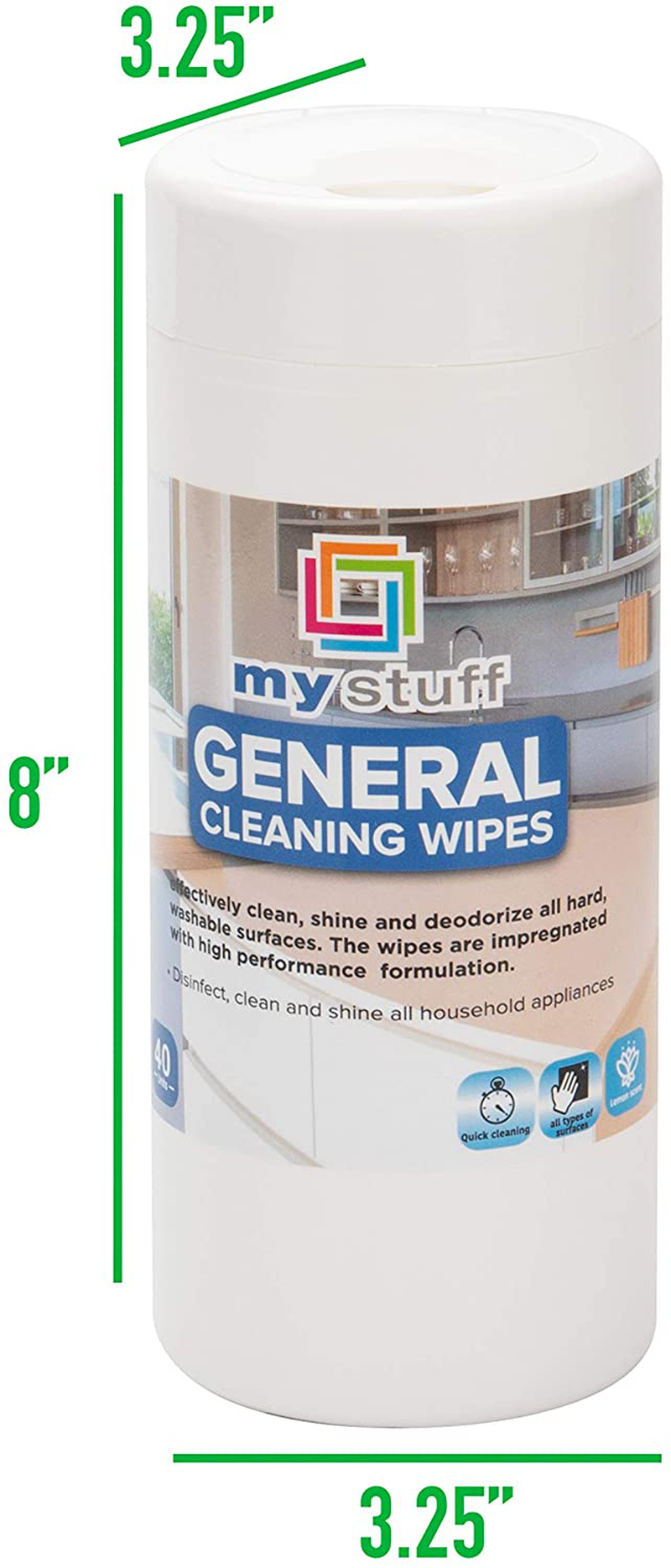 My Stuff All-Purpose Interior Wipes, Cleansing Cloths for Home, Office Surfaces, Dusting Sheets, Fresh Lemon Scent, 40-ct.