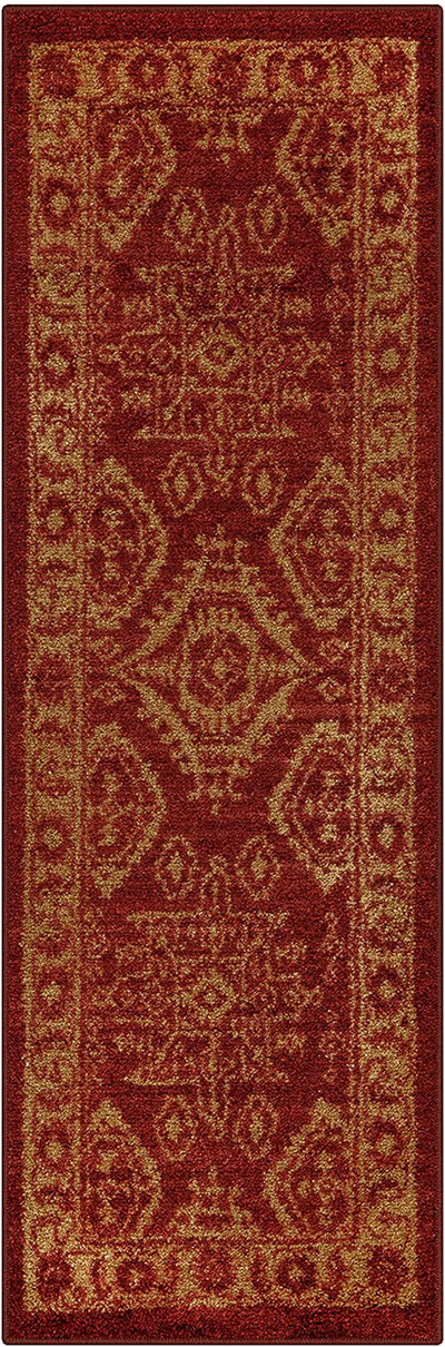 Maples Rugs Georgina Traditional Runner Rug Non Slip Hallway Entry Carpet [Made in USA], 1'8 x 5, Red/Gold