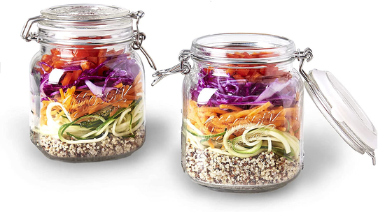 Mason Craft & More Clear Glass Clamp Jars, 1 Liter 2PK
