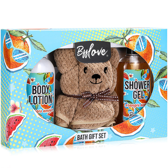 Bath Gift Set for Women Home Bath Gift Box Including Shower Gel, Body Lotion & Hair Drying Towel
