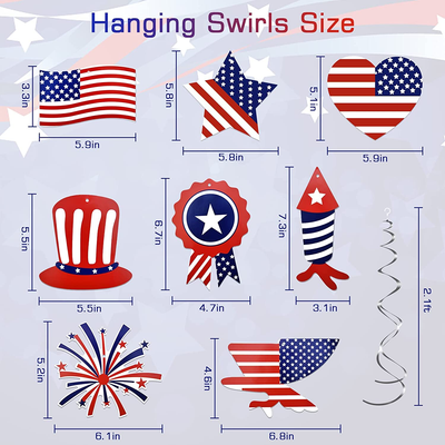 Red White & Blue Decorations - Decor Hanging Swirls American Flag Pennant