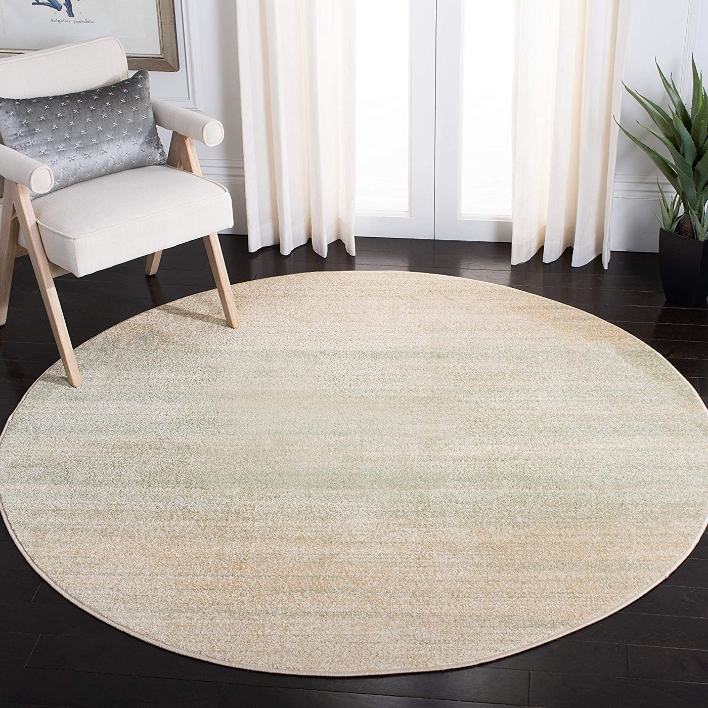 Safavieh Adirondack Collection ADR142Y Modern Ombre Area Rug, 6' x 6' Round, Green / Ivory