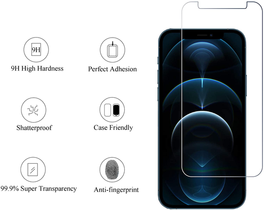 Ailun 2 Pack Screen Protector Compatible for iPhone 12 Pro Max[6.7 inch] + 2 Pack Camera Lens Protector,Case Friendly Tempered Glass Film,[9H Hardness] - HD