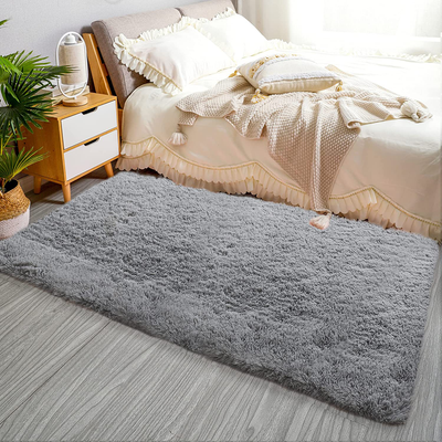 GKLUCKIN Shag Ultra Soft Area Rug, Fluffy 3'X5' Light Grey Plush Indoor Fuzzy Faux Fur Rugs Non-Skid Furry Carpet for Living Room Bedroom Nursery Kids Playroom Decor