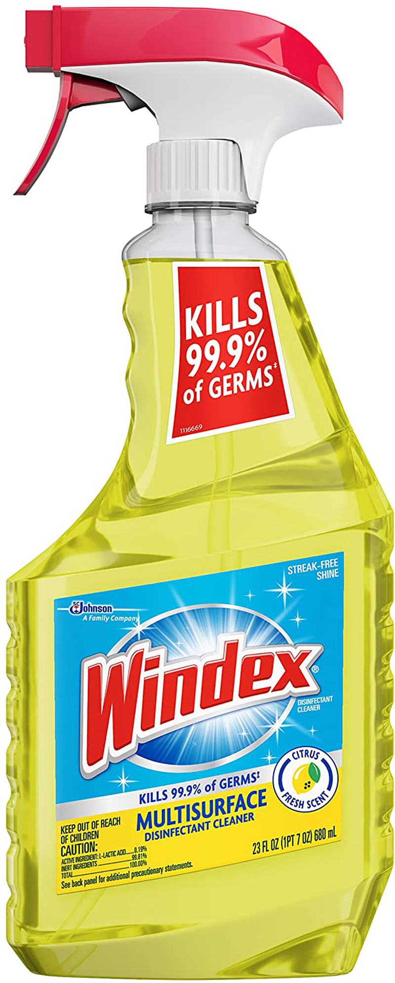 Windex Multi-Surface Cleaner and Disinfectant Spray Bottle, Scent, Citrus Fresh, 23 Fl Oz (Pack of 1)