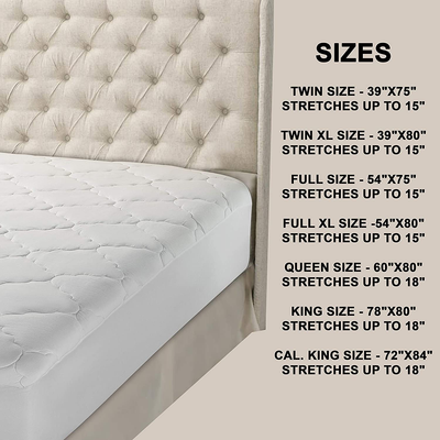 Micropuff Twin XL Mattress Pad Dorm XL Mattress Cover, Ultra Soft Down Alternative Fiber Fill, Twin Extra Long Size 39x80 - Fitted Sheet Stretches to 15 Inches Deep